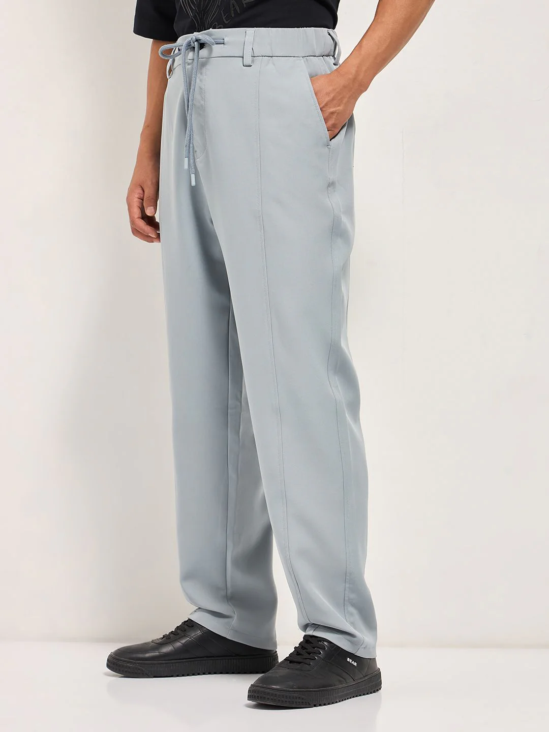 THE BEAR HOUSE Men Solid Baggy Fit Casual Trouser - Image 2