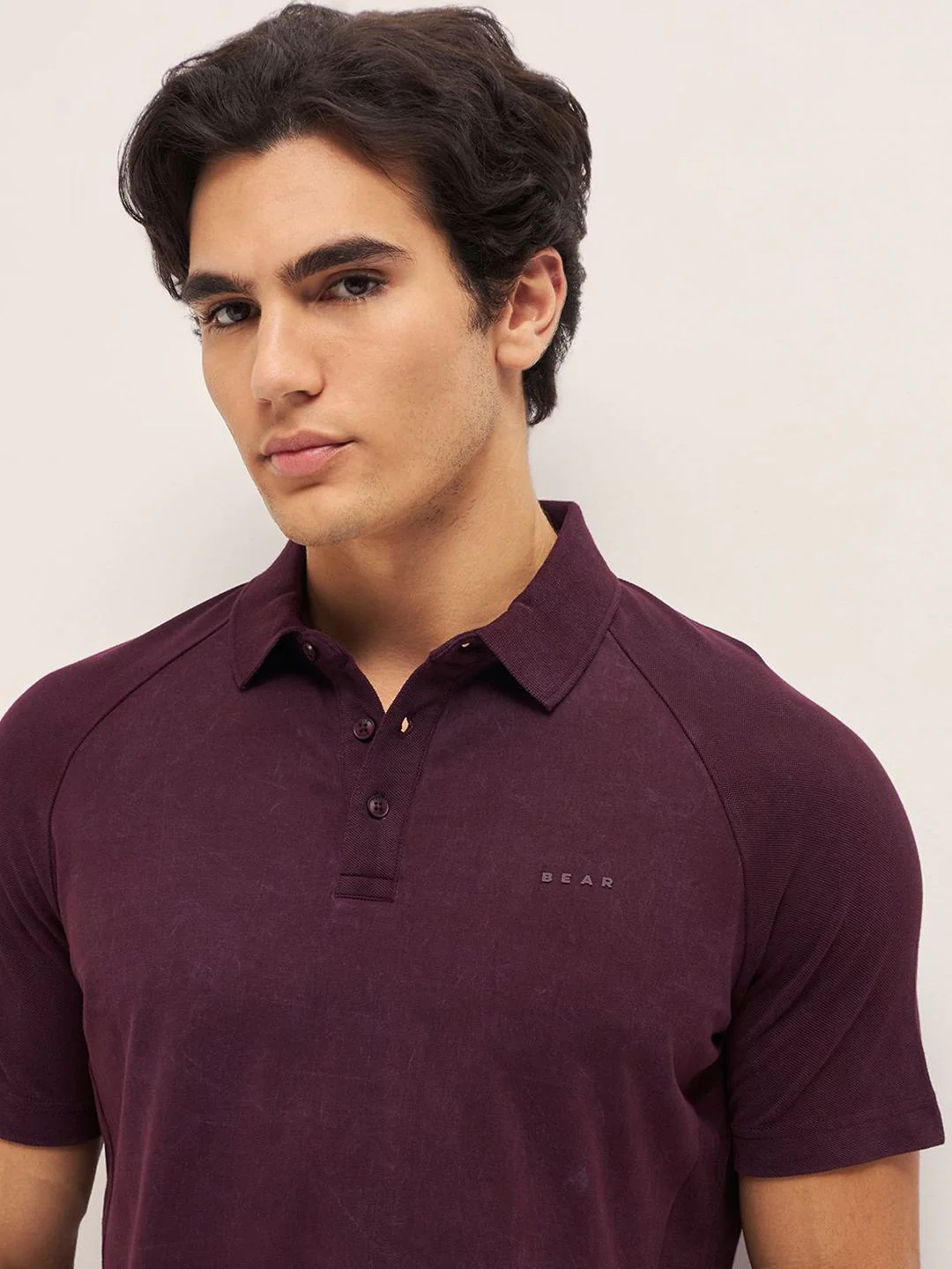 THE BEAR HOUSE Men Solid Polo Collar Cotton Slim Fit T-shirt - Image 2
