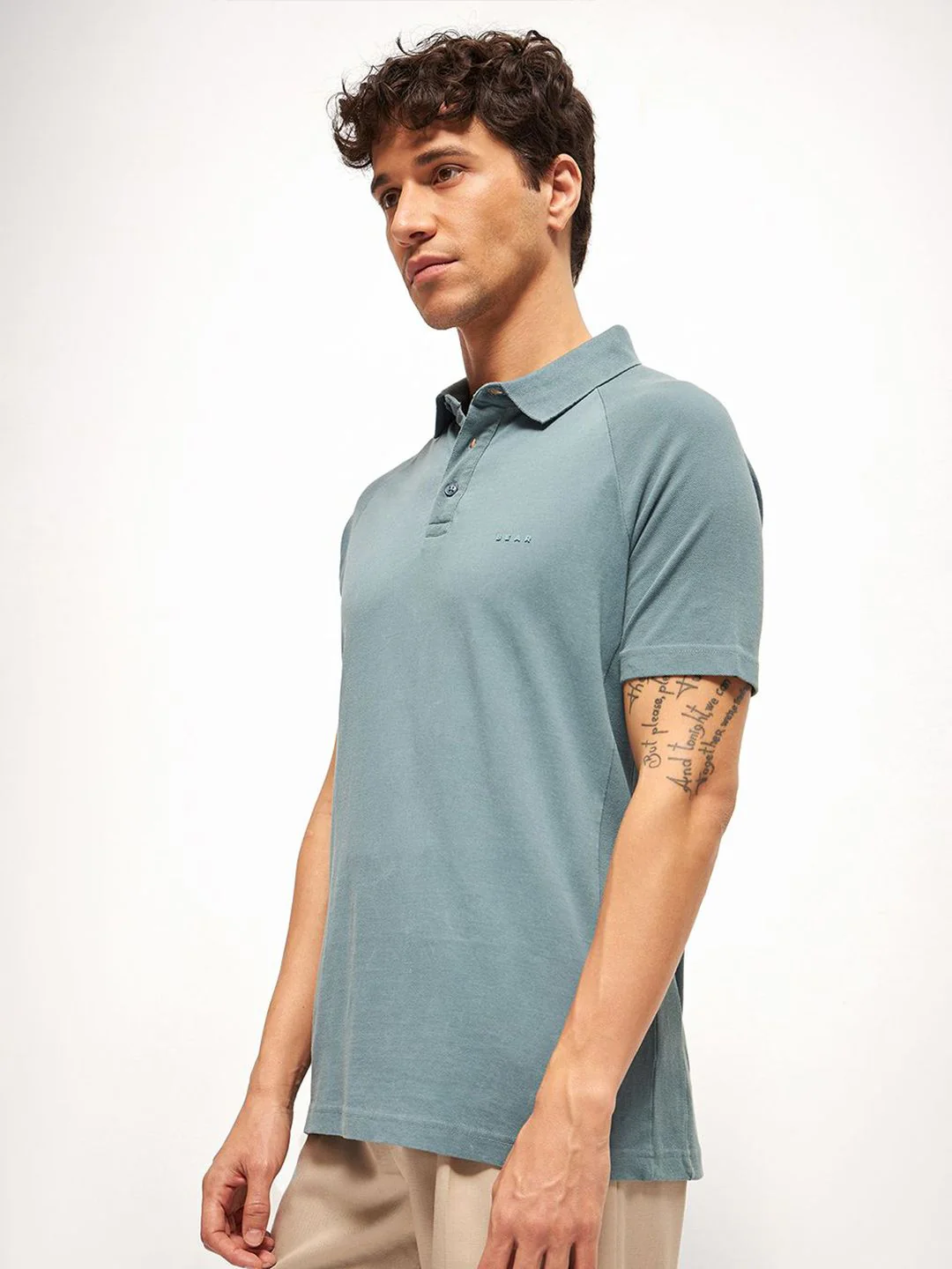 THE BEAR HOUSE Men Solid Polo Collar Pure Cotton T-shirt - Image 3