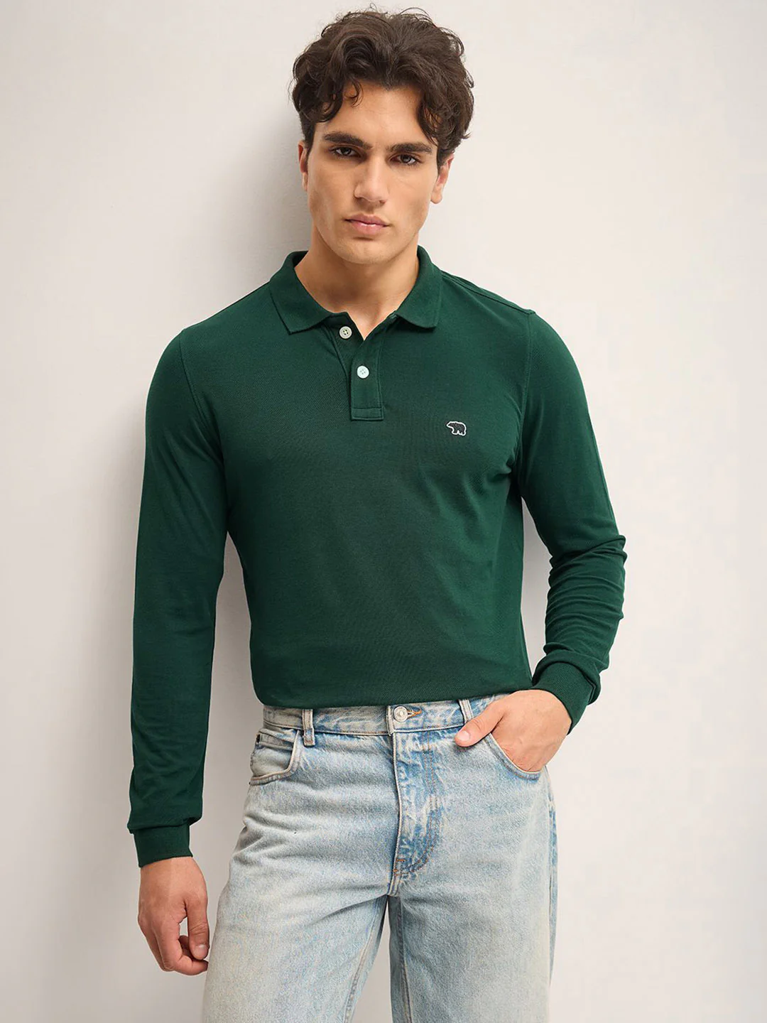 THE BEAR HOUSE Men Solid Polo Collar Cotton T-shirt - Image 5