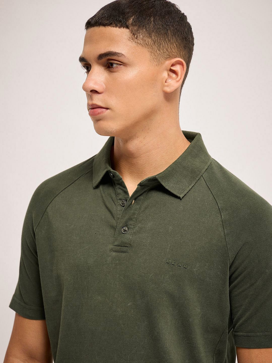 THE BEAR HOUSE Men Solid Polo Collar Cotton T-shirt - Image 3