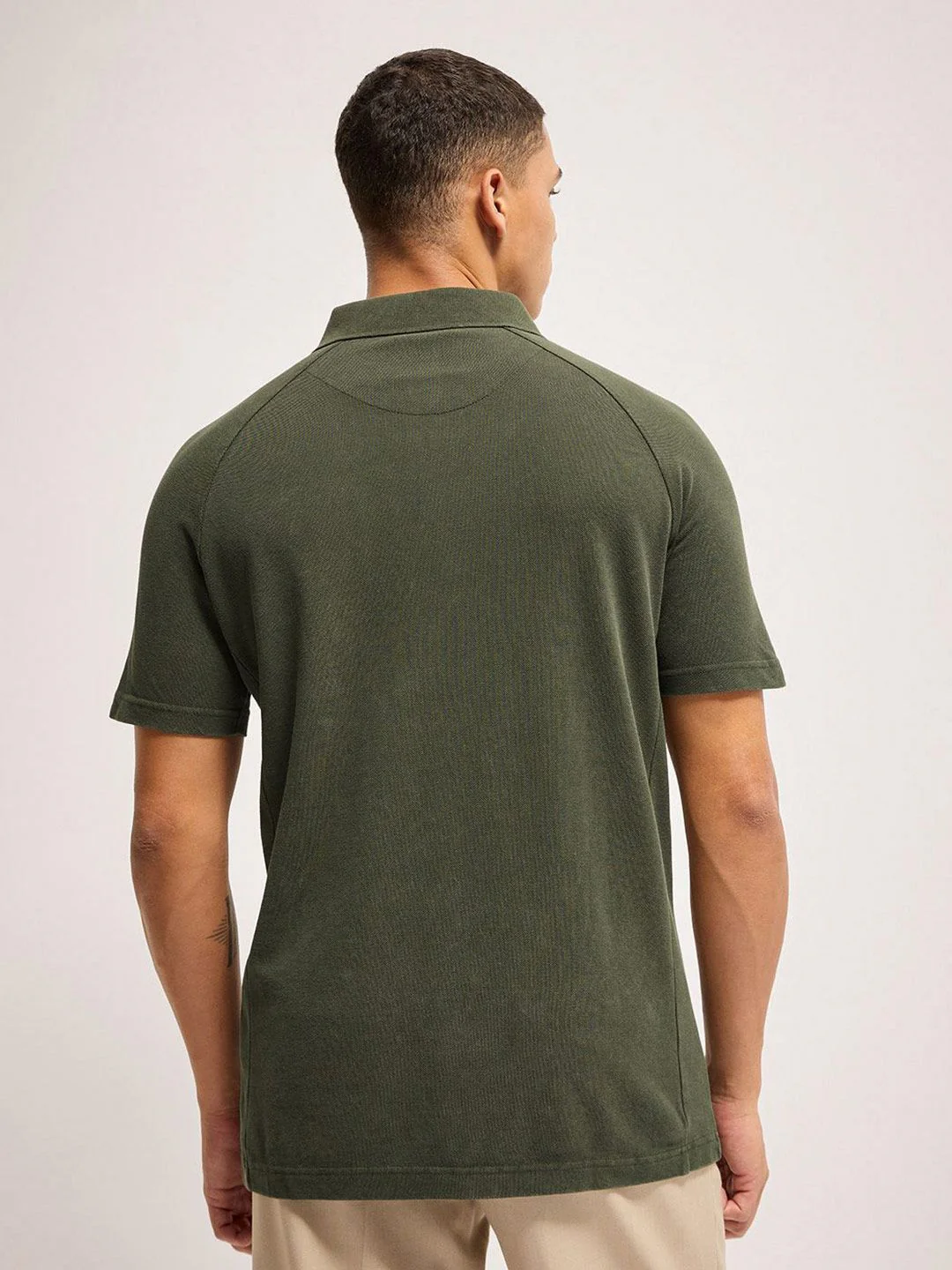 THE BEAR HOUSE Men Solid Polo Collar Cotton T-shirt - Image 4
