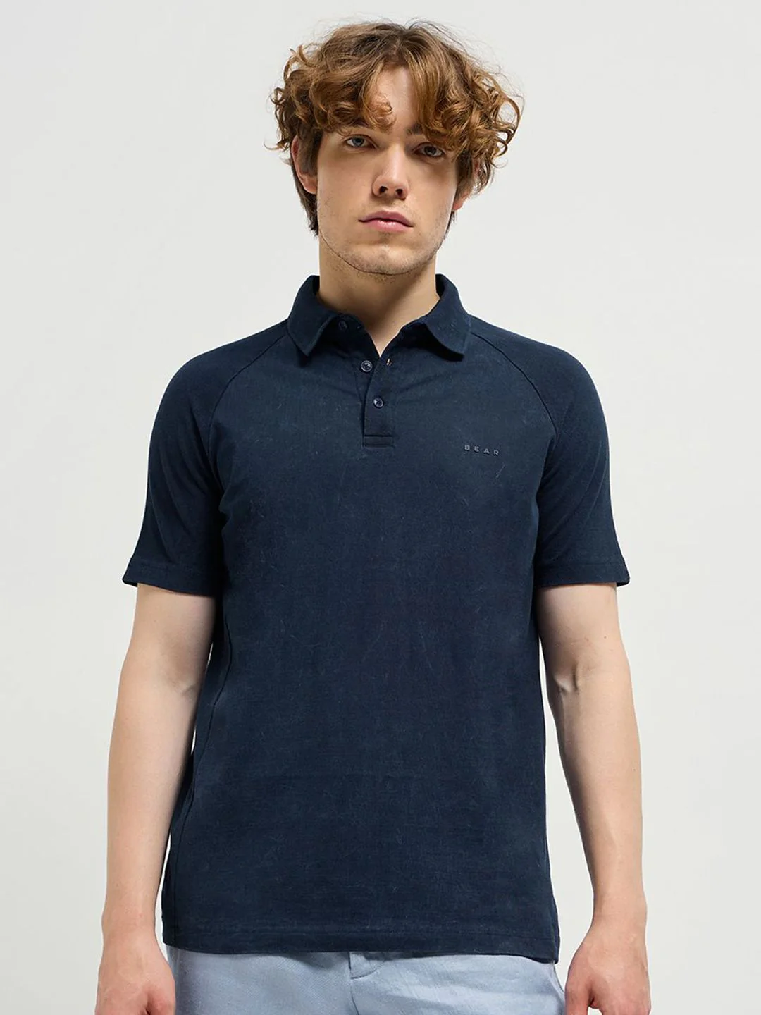 THE BEAR HOUSE Men Solid Polo Collar Pure Cotton T-shirt - Image 2