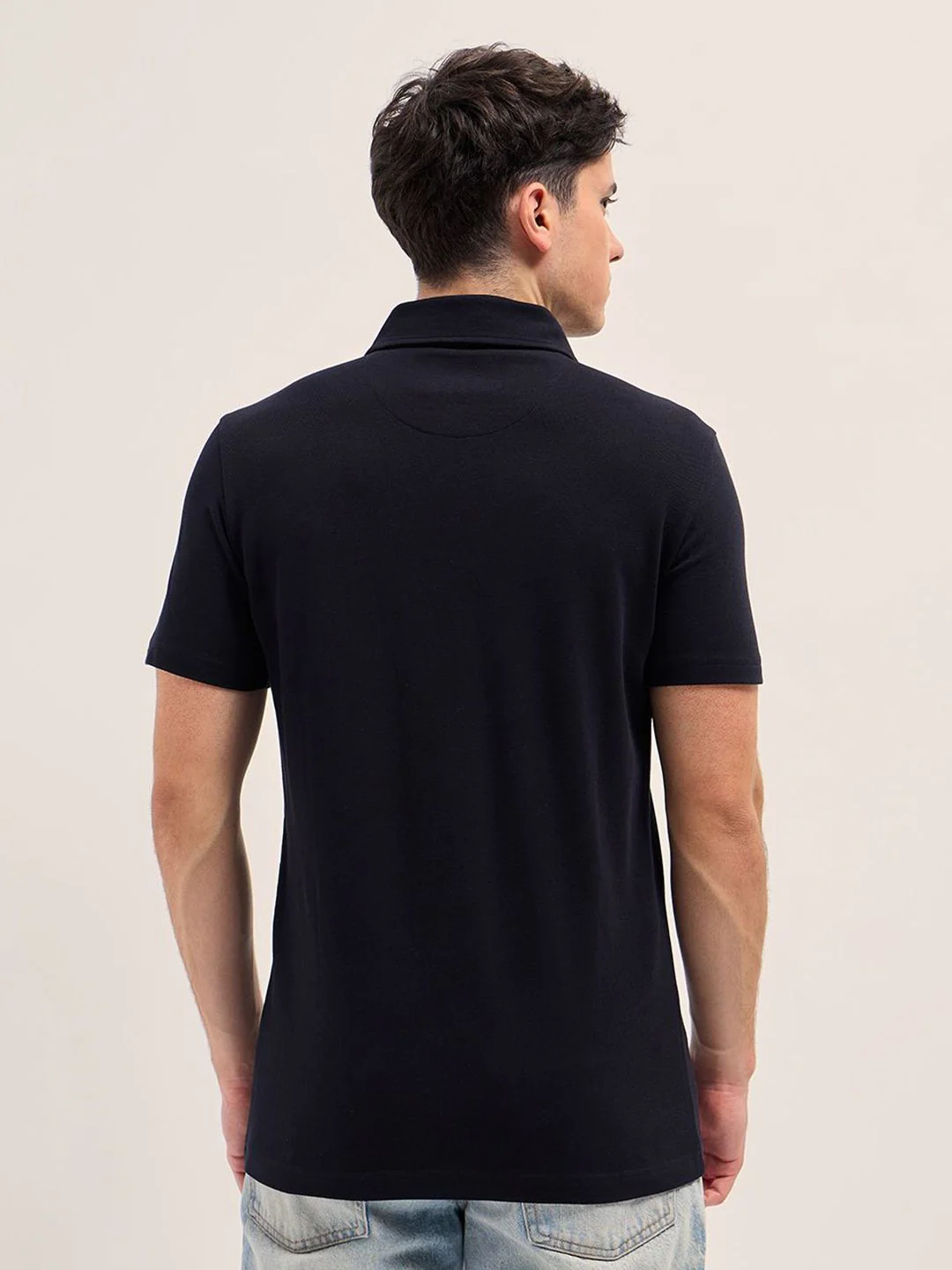 THE BEAR HOUSE Solid Polo Collar Pure Cotton T-shirt - Image 5