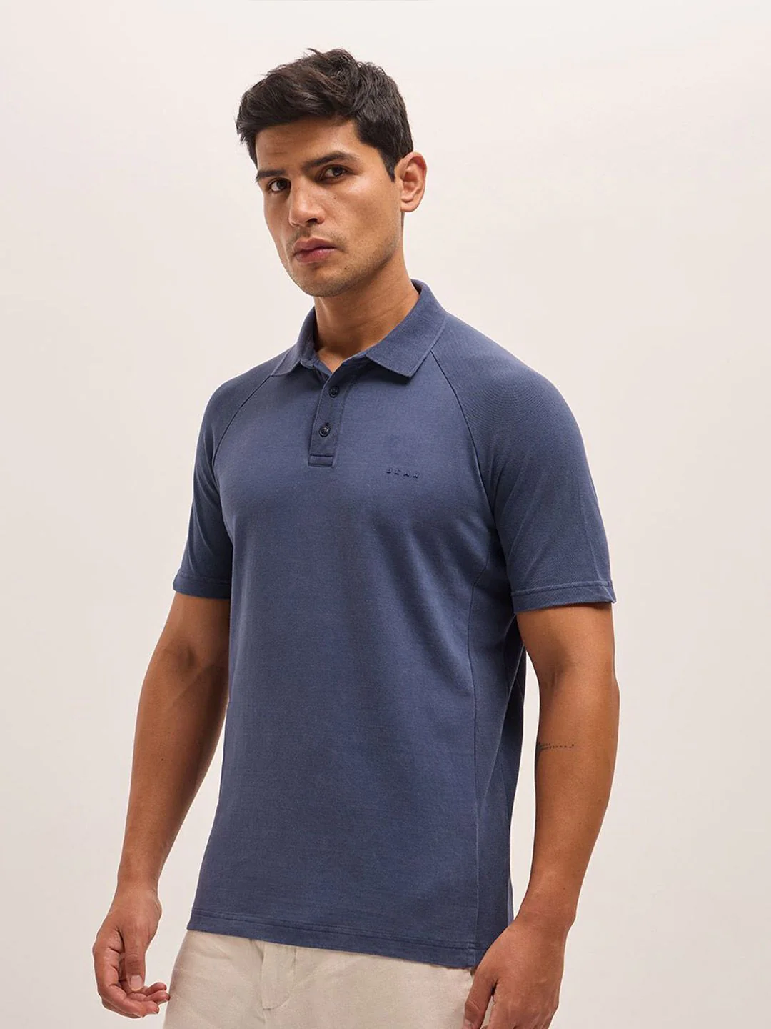 THE BEAR HOUSE Men Solid Polo Collar Pure Cotton T-shirt - Image 3