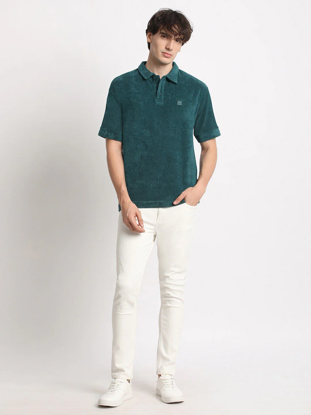 THE BEAR HOUSE Men Solid Polo Collar Relaxed Fit T-shirt - Image 6