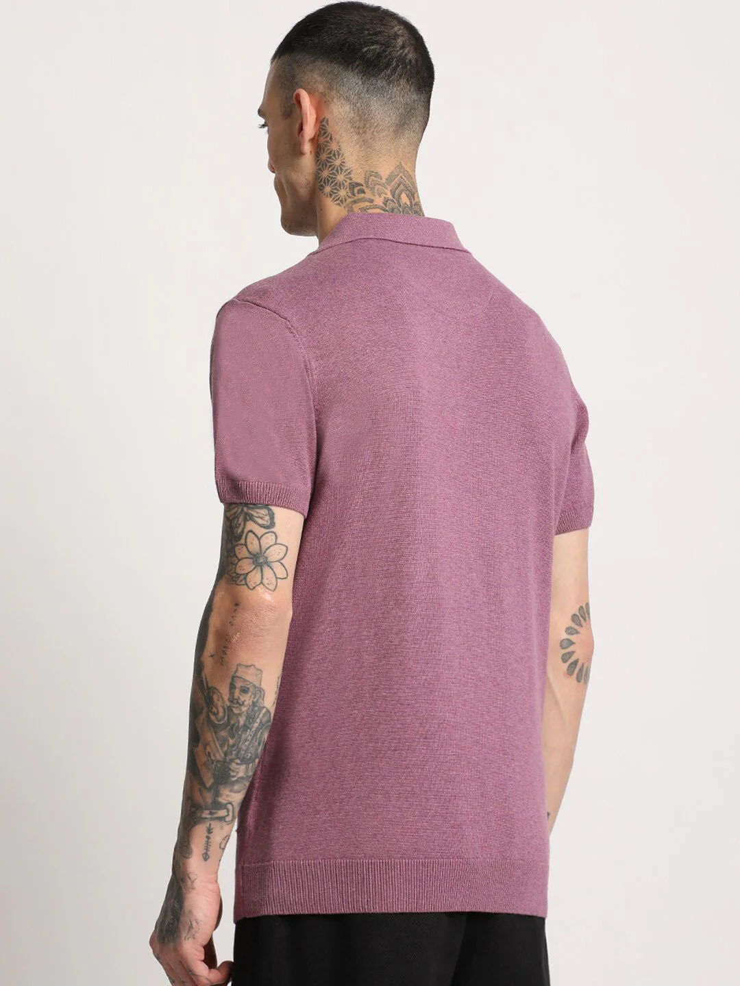 THE BEAR HOUSE Men Solid Regular Fit Cotton Polo Collar T-Shirt - Image 4