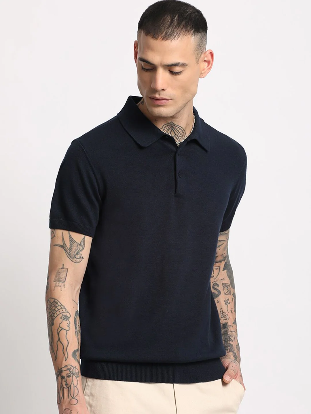 THE BEAR HOUSE Men Pure Cotton Cotton Polo Collar T-Shirt - Image 5