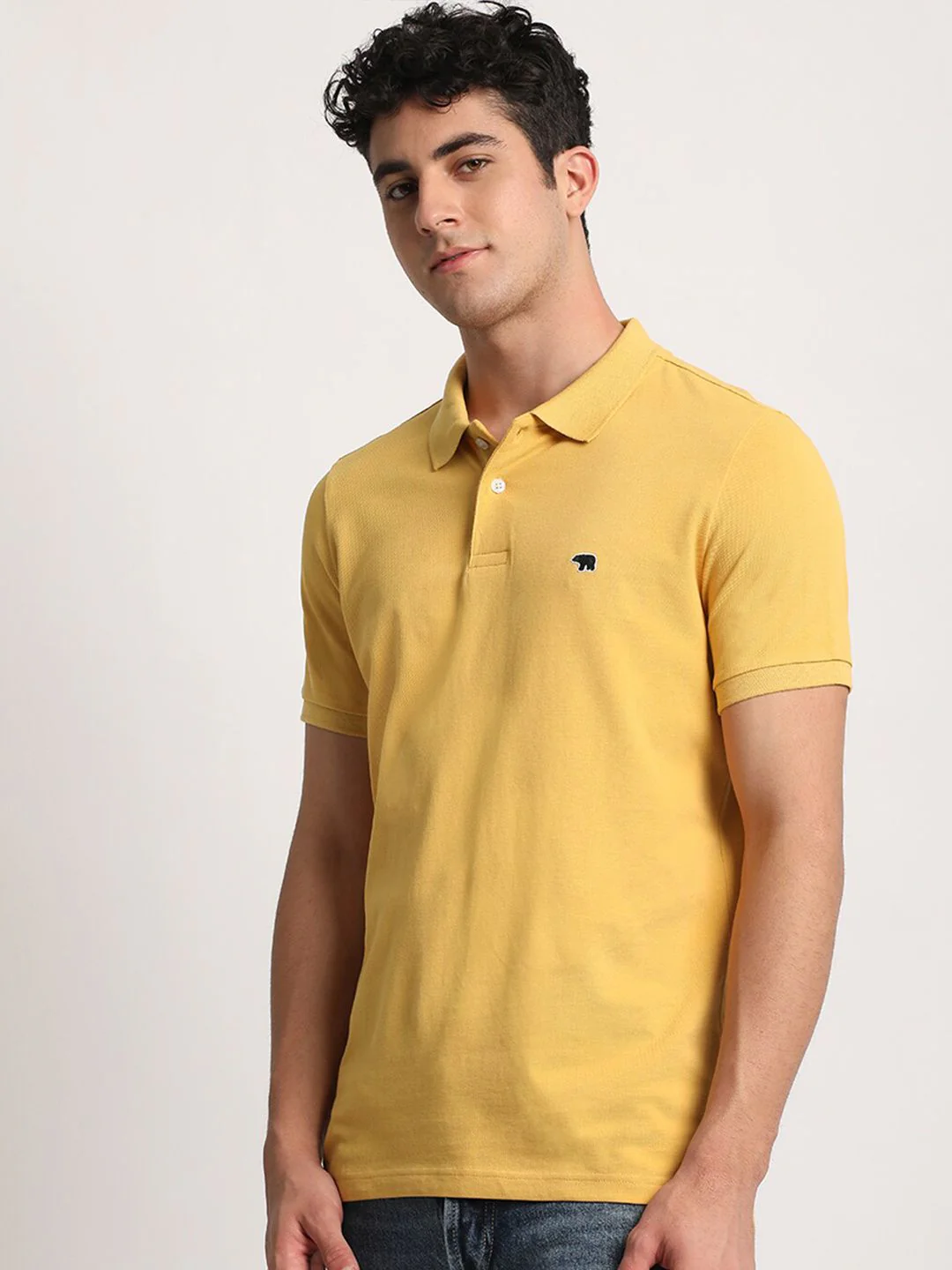 THE BEAR HOUSE Men Solid Regular Fit Cotton Polo Collar T-Shirt - Image 5