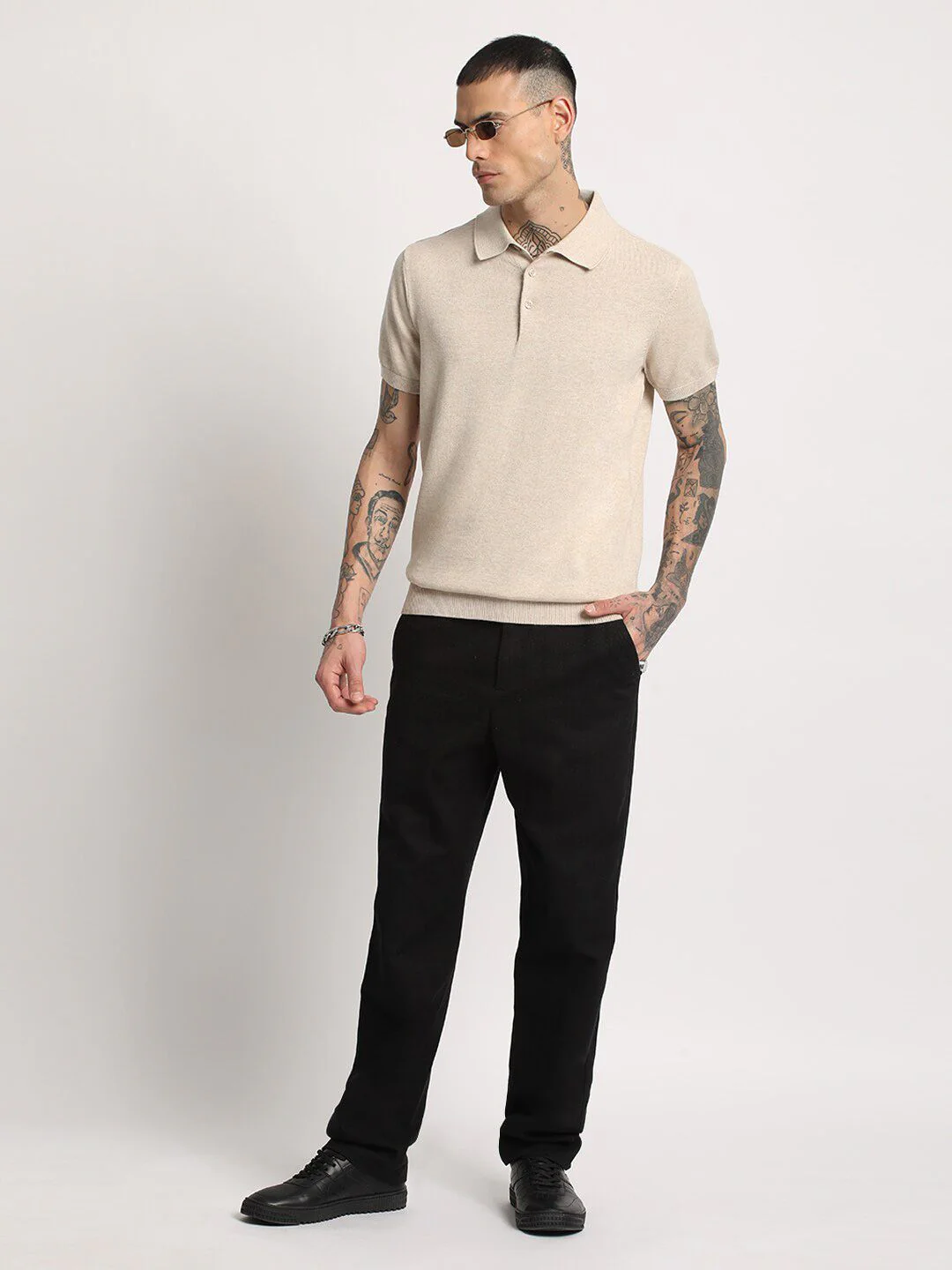 THE BEAR HOUSE Men Solid Regular Fit Cotton Polo Collar T-Shirt - Image 6