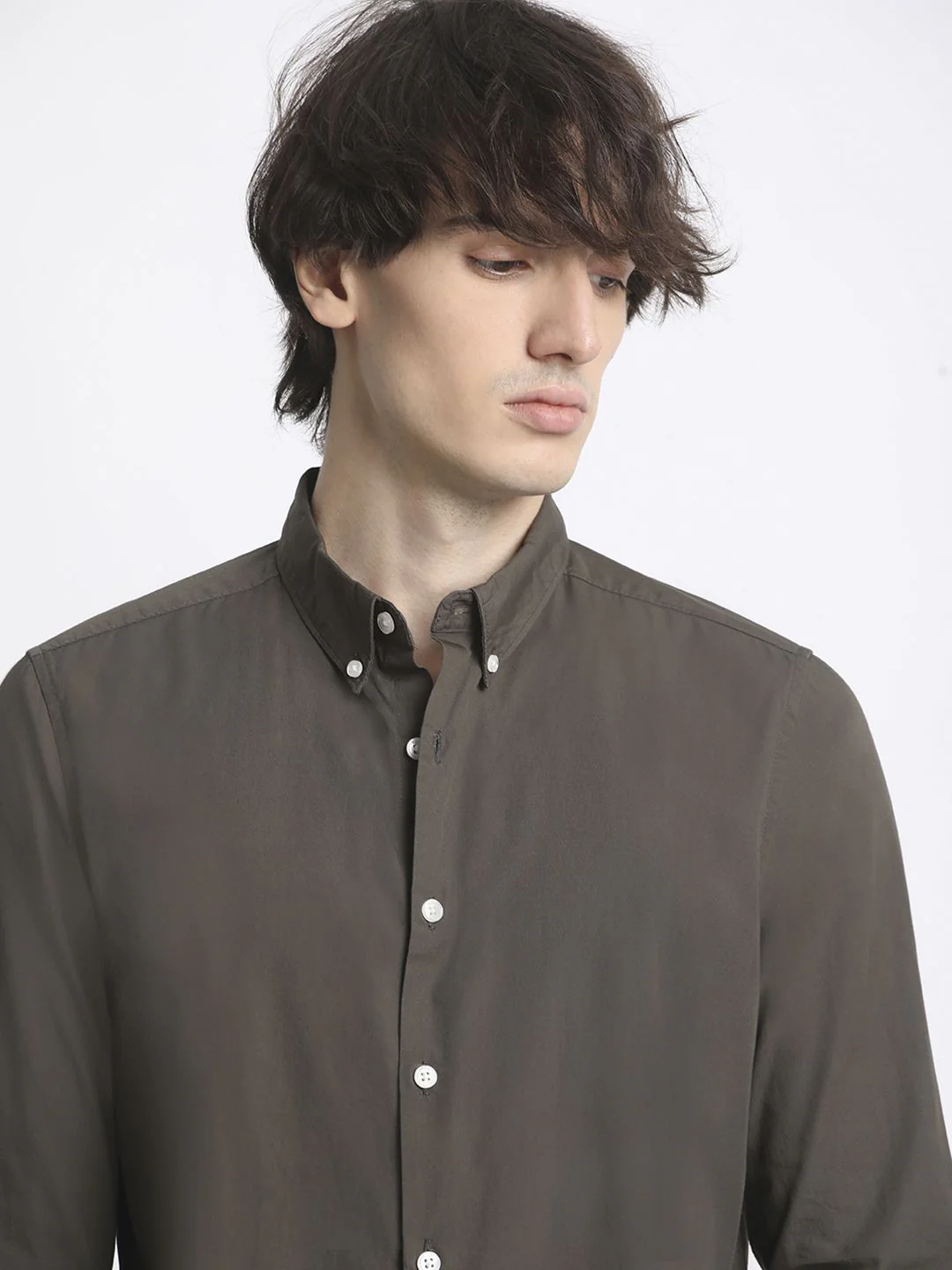 THE BEAR HOUSE Men Solid Slim Fit Button-Down Collar Pure Cotton Casual Shirt