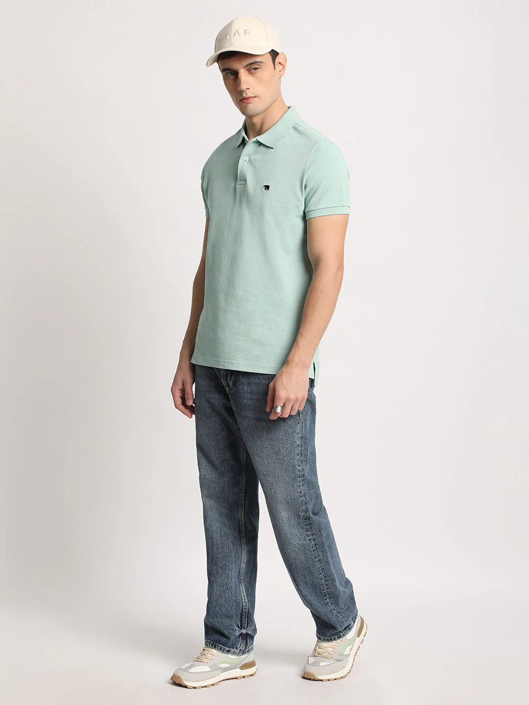THE BEAR HOUSE Men Solid Slim Fit Cotton Polo Collar T-Shirts - Image 13