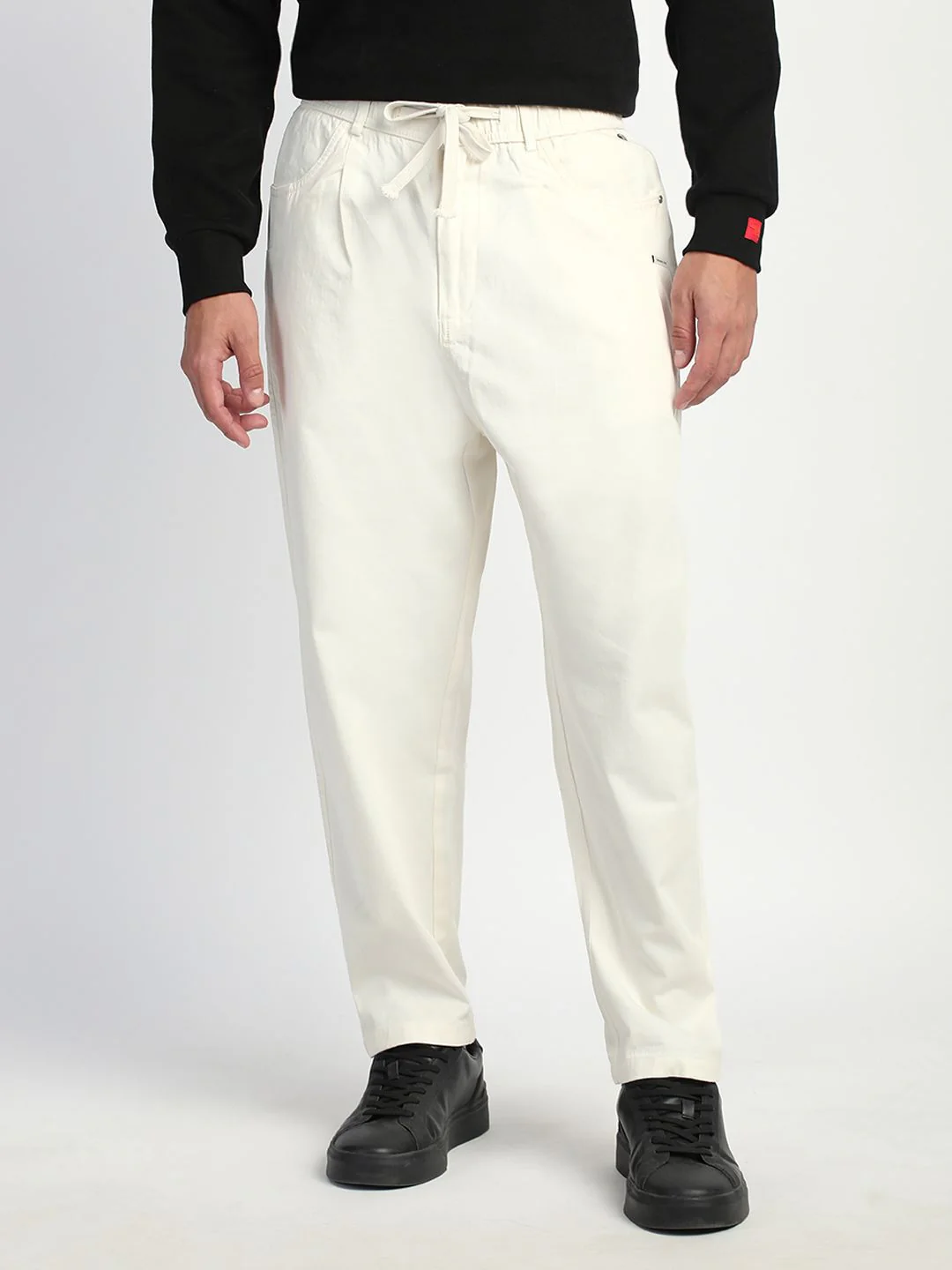 THE BEAR HOUSE Men Straight Fit Mid-Rise Cotton Flat Front Trousers