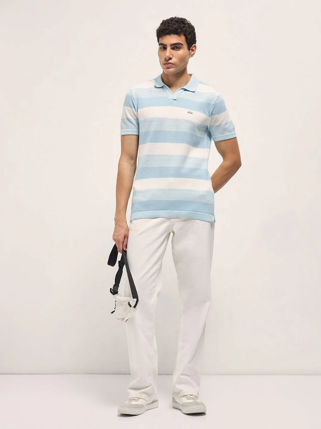 THE BEAR HOUSE Men Striped Polo Collar Cotton Slim Fit T-shirt - Image 4