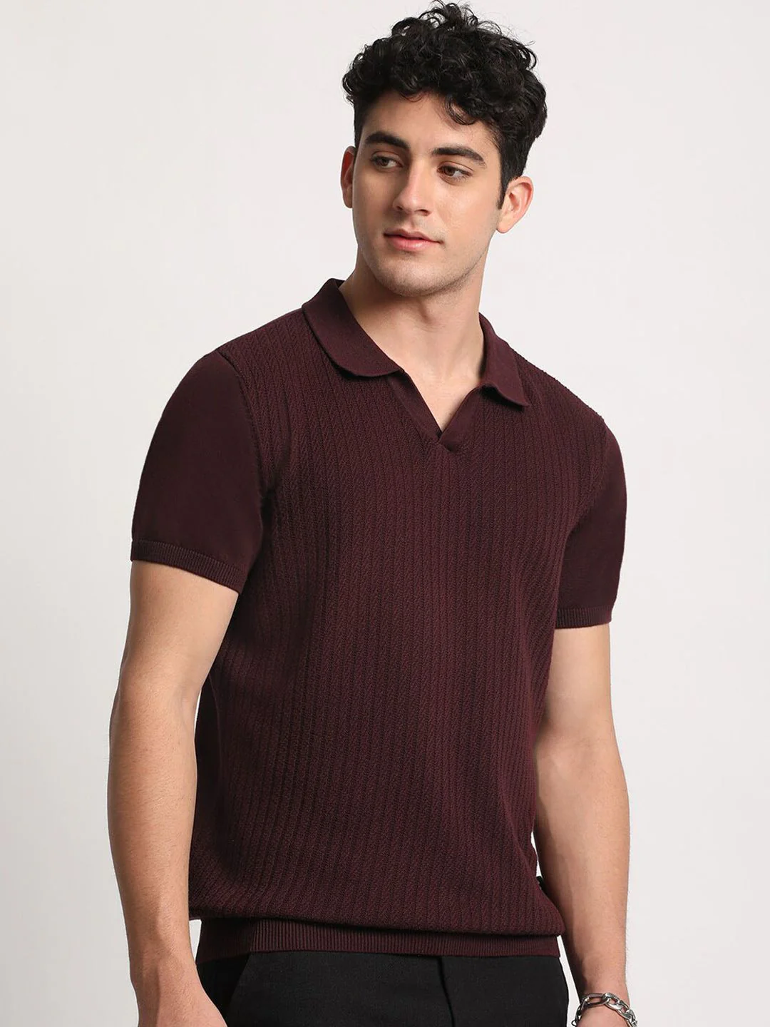 THE BEAR HOUSE Men Striped Regular Fit Pure Cotton Polo Collar T-Shirt - Image 5