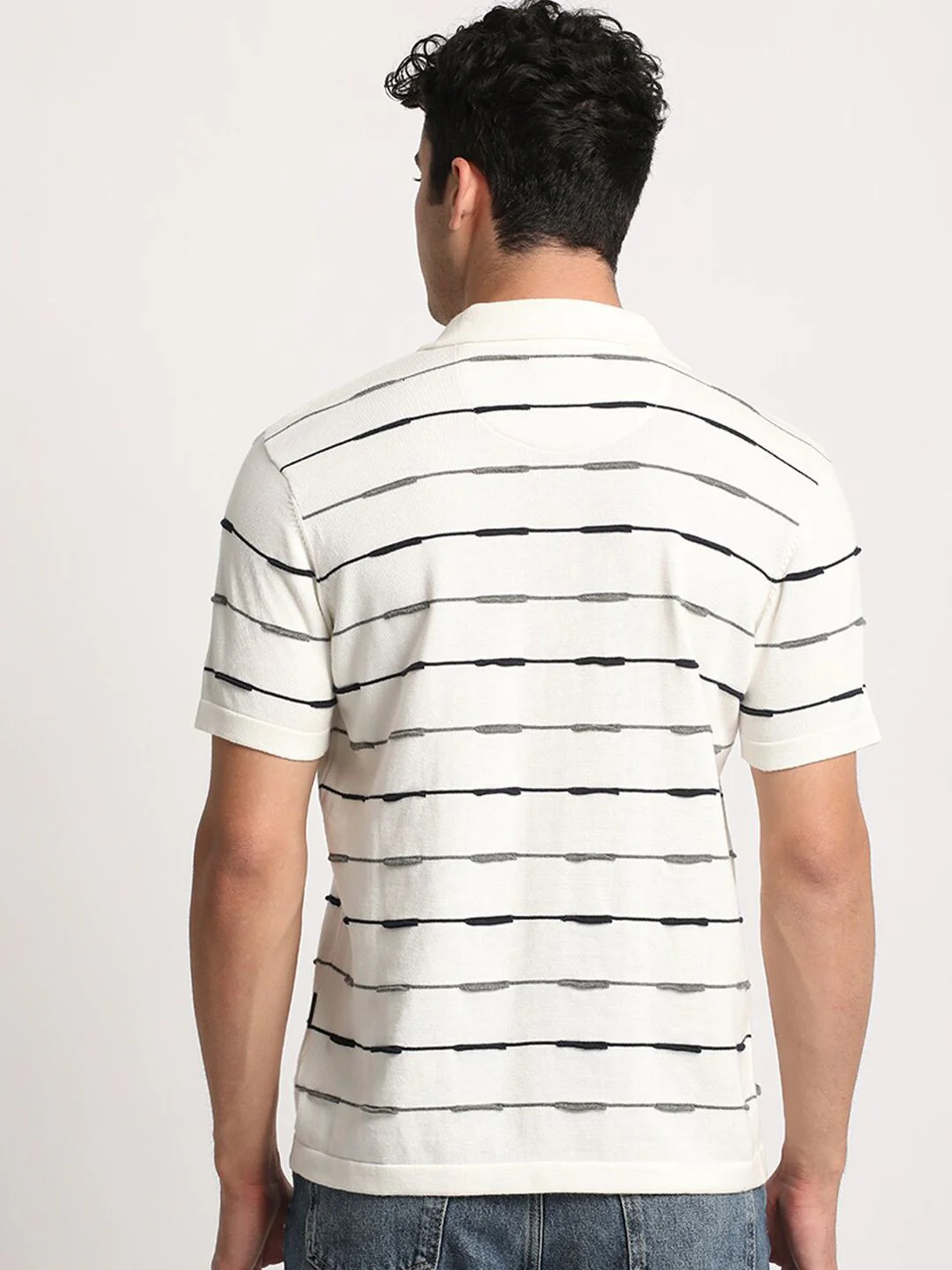 THE BEAR HOUSE Men Striped Regular Fit Cotton Polo Collar T-Shirt - Image 4