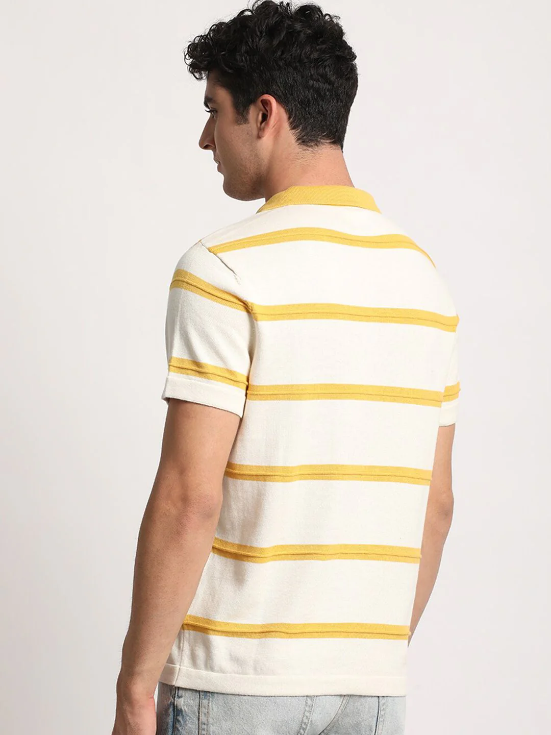 THE BEAR HOUSE Men Striped Regular Fit Cotton Polo Collar T-Shirt - Image 4