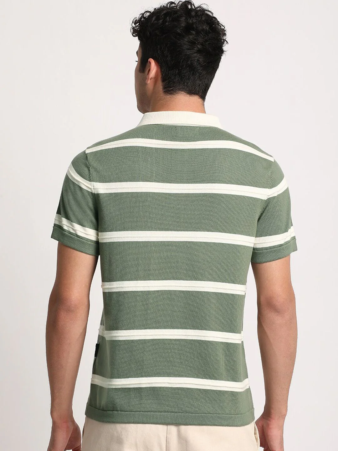 THE BEAR HOUSE Men Striped Regular Fit Cotton Polo Collar T-Shirt - Image 4