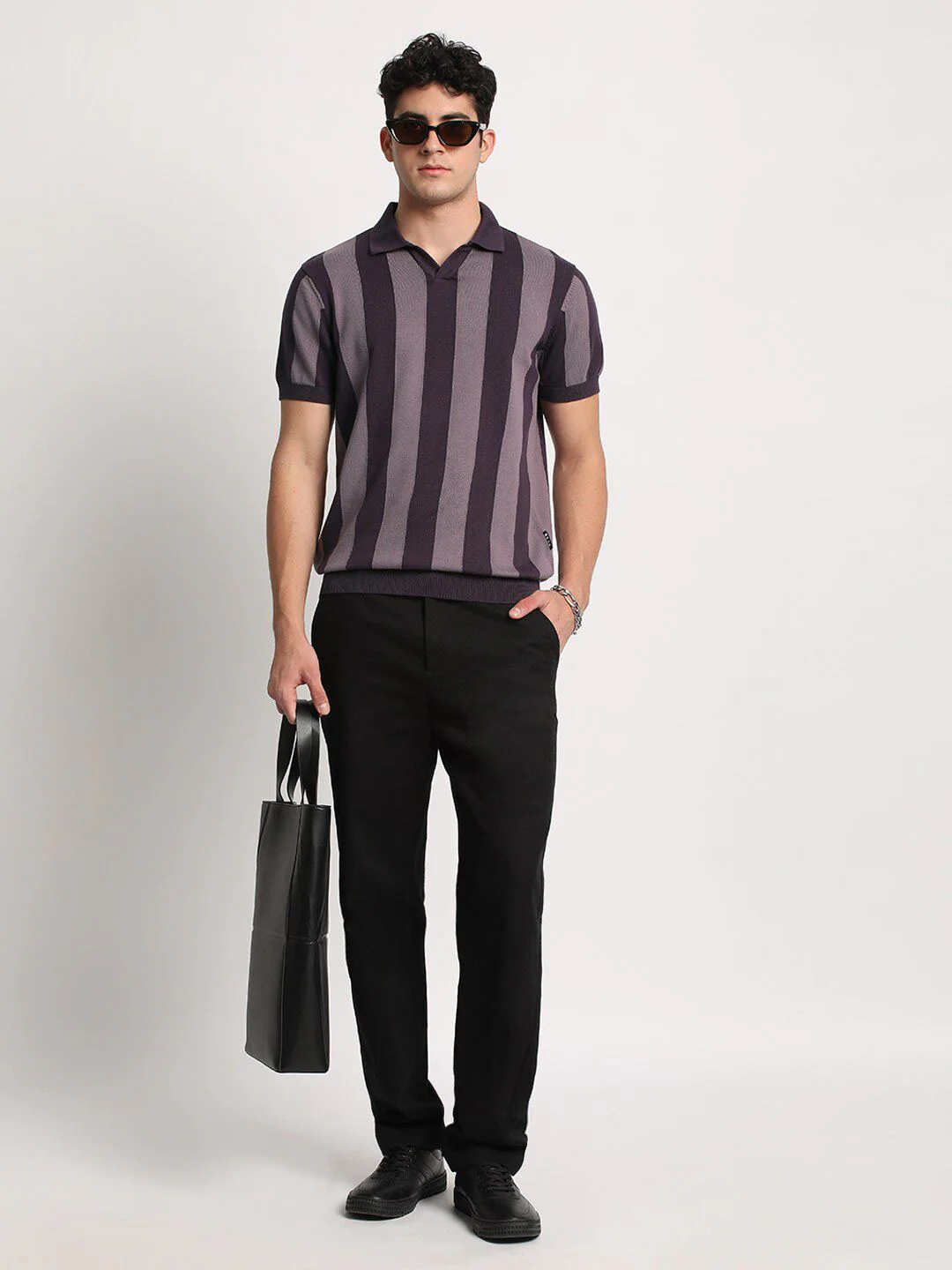 THE BEAR HOUSE Men Striped Regular Fit Cotton Polo Collar T-Shirts - Image 6