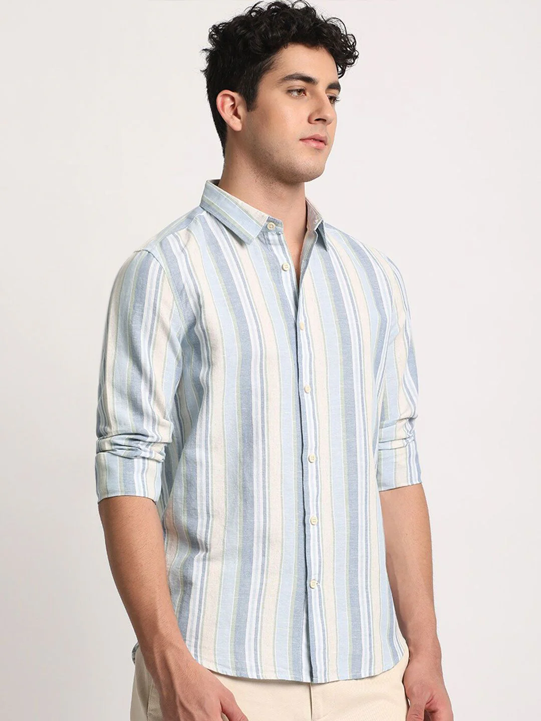 THE BEAR HOUSE Men Striped Slim Fit Spread Collar Casual Shirts - Image 5