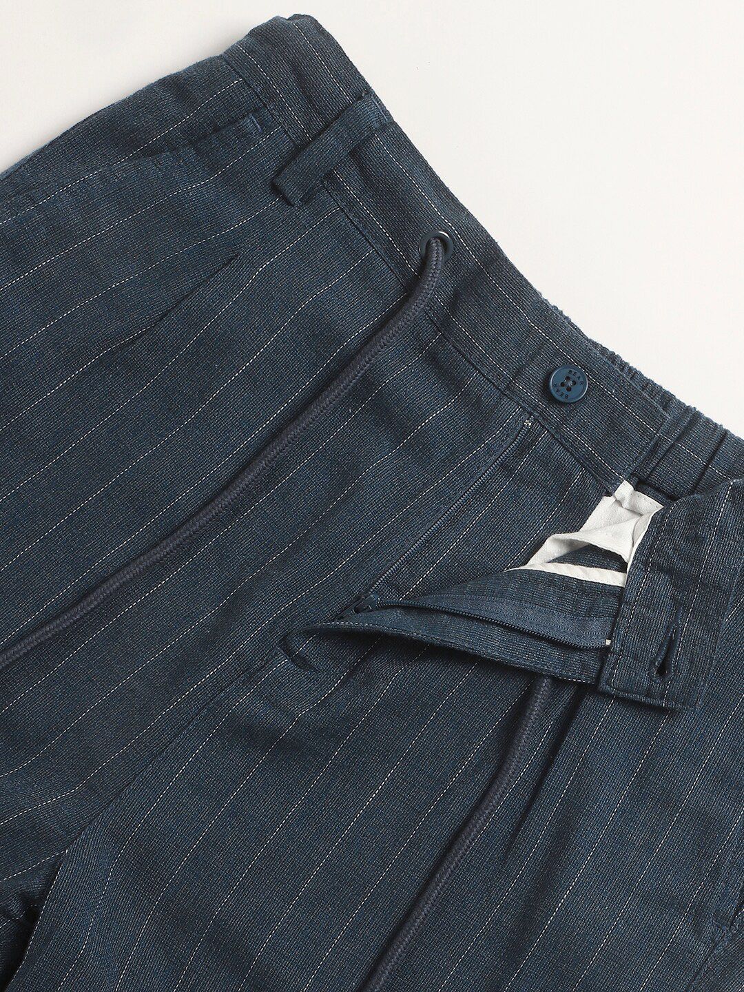 THE BEAR HOUSE Men Striped Tapered Fit Pleated Trousers - Image 6