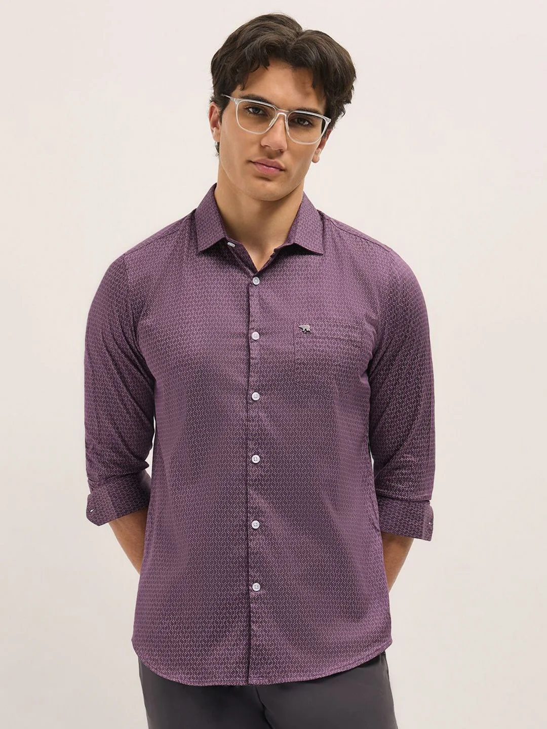THE BEAR HOUSE Men Tailored Fit Opaque Printed Formal Shirt