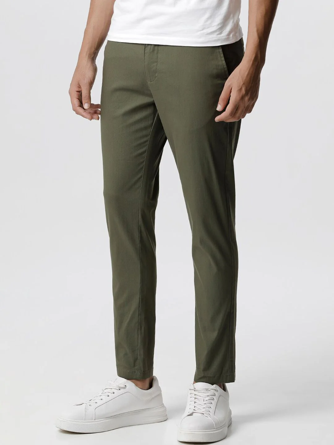 THE BEAR HOUSE Men Tapered Fit Mid-Rise Pure Cotton Chinos - Image 2