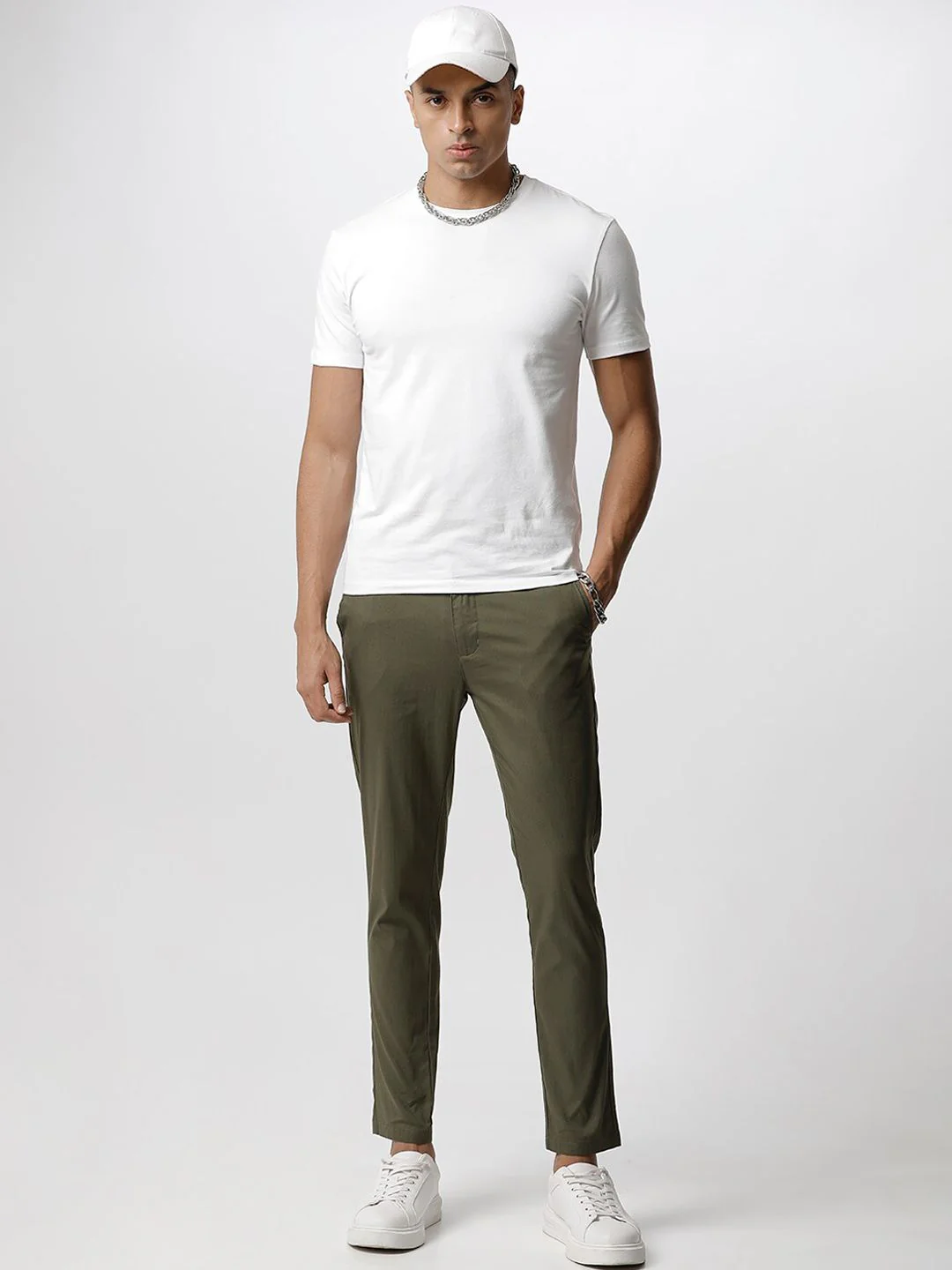 THE BEAR HOUSE Men Tapered Fit Mid-Rise Pure Cotton Chinos - Image 5