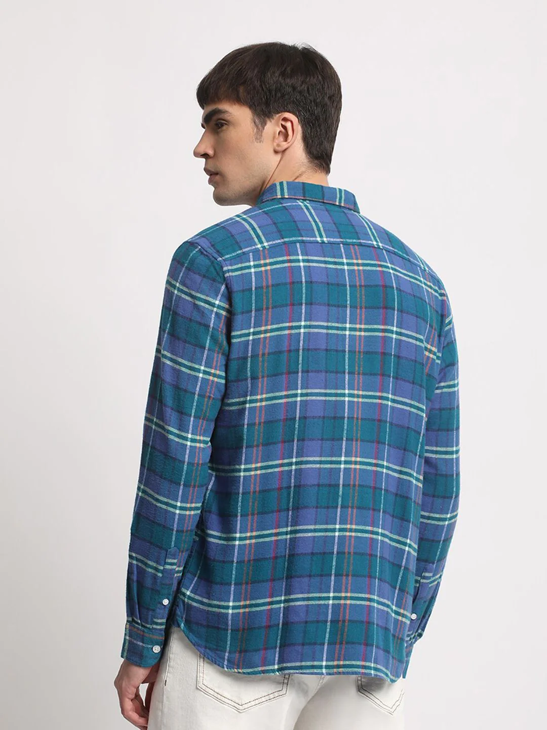 THE BEAR HOUSE Tartan Checked Slim Fit Pure Cotton Casual Shirt - Image 5