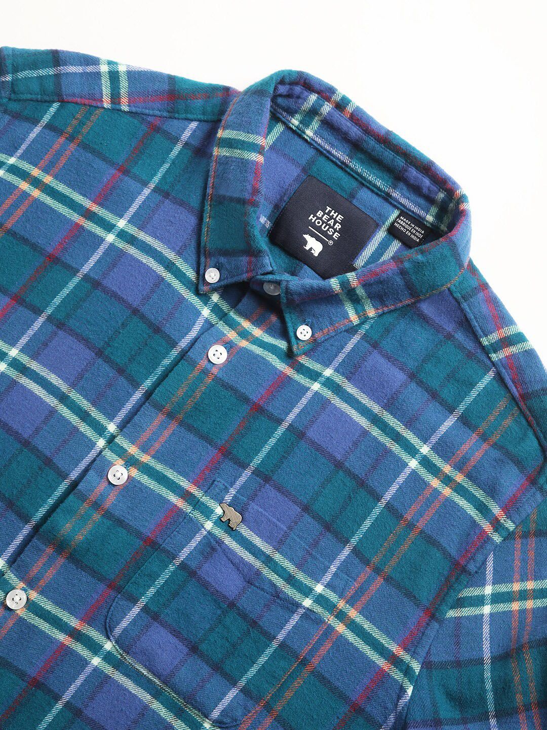 THE BEAR HOUSE Tartan Checked Slim Fit Pure Cotton Casual Shirt - Image 7