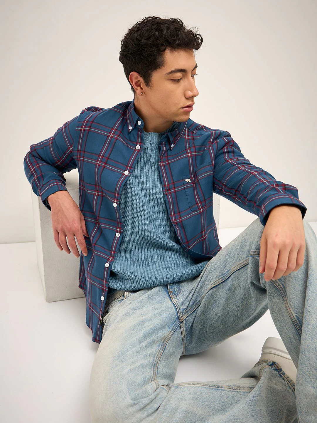 THE BEAR HOUSE Men Tartan Checked Slim Fit Casual Shirt