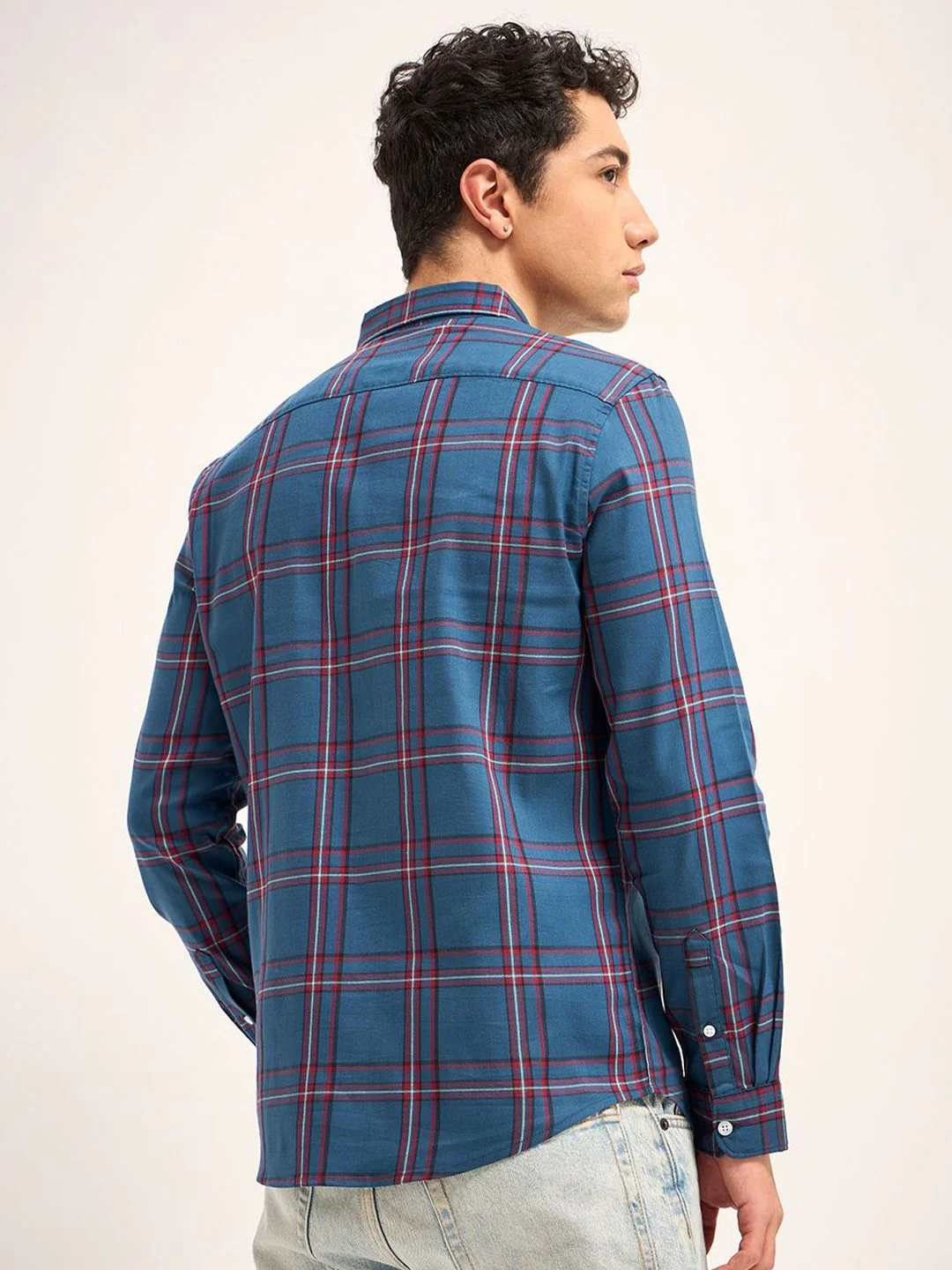 THE BEAR HOUSE Men Tartan Checked Slim Fit Casual Shirt - Image 5