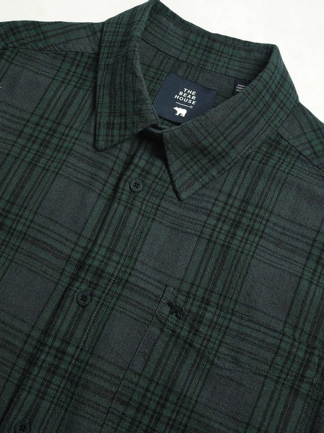 THE BEAR HOUSE Men Tartan Checks Opaque Relaxed Fit Pure Cotton Casual Shirt - Image 7