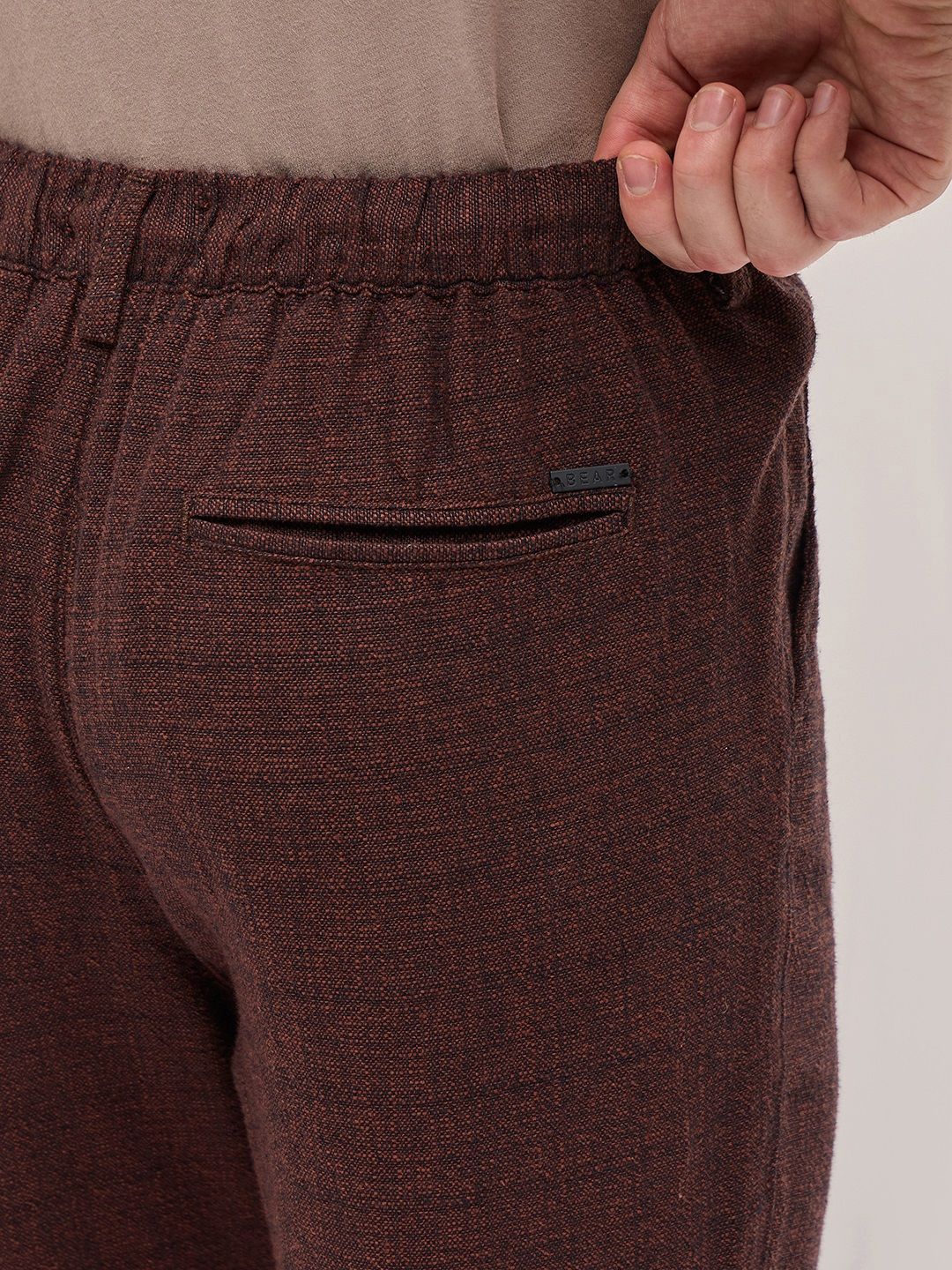 THE BEAR HOUSE Men Textured Tapered Fit Pleated Chinos Trousers - Image 6