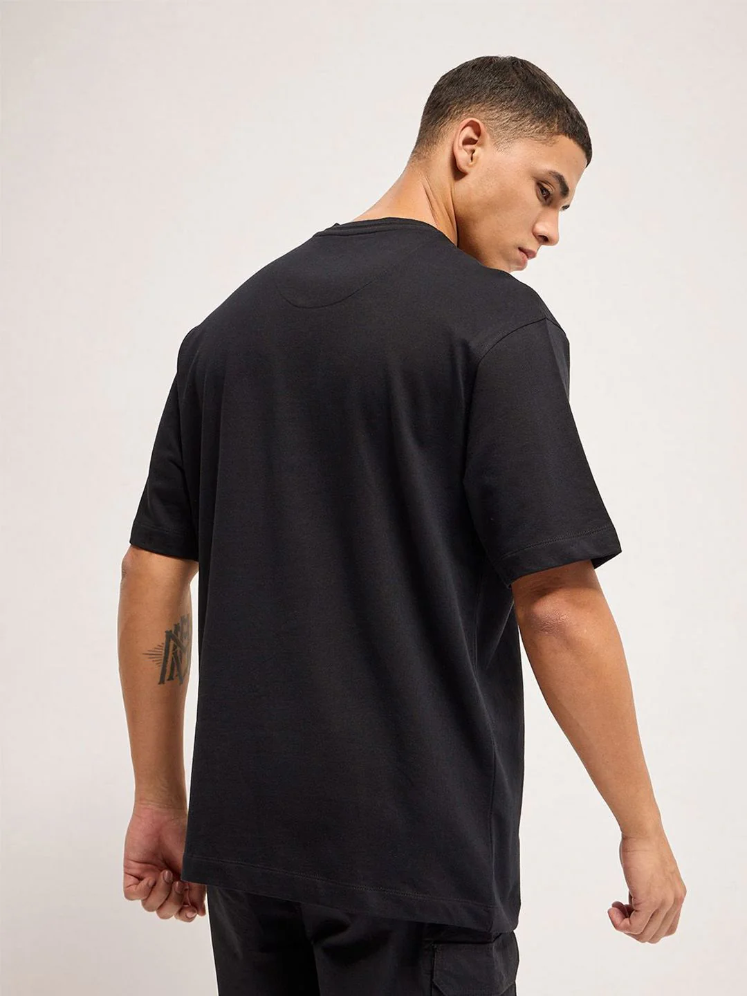 THE BEAR HOUSE Men Typography Printed Round Neck Cotton Oversized T-shirt - Image 4