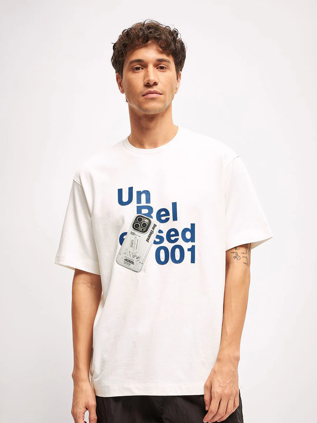 THE BEAR HOUSE Men Typography Printed Round Neck Cotton Oversized T-shirt - Image 2