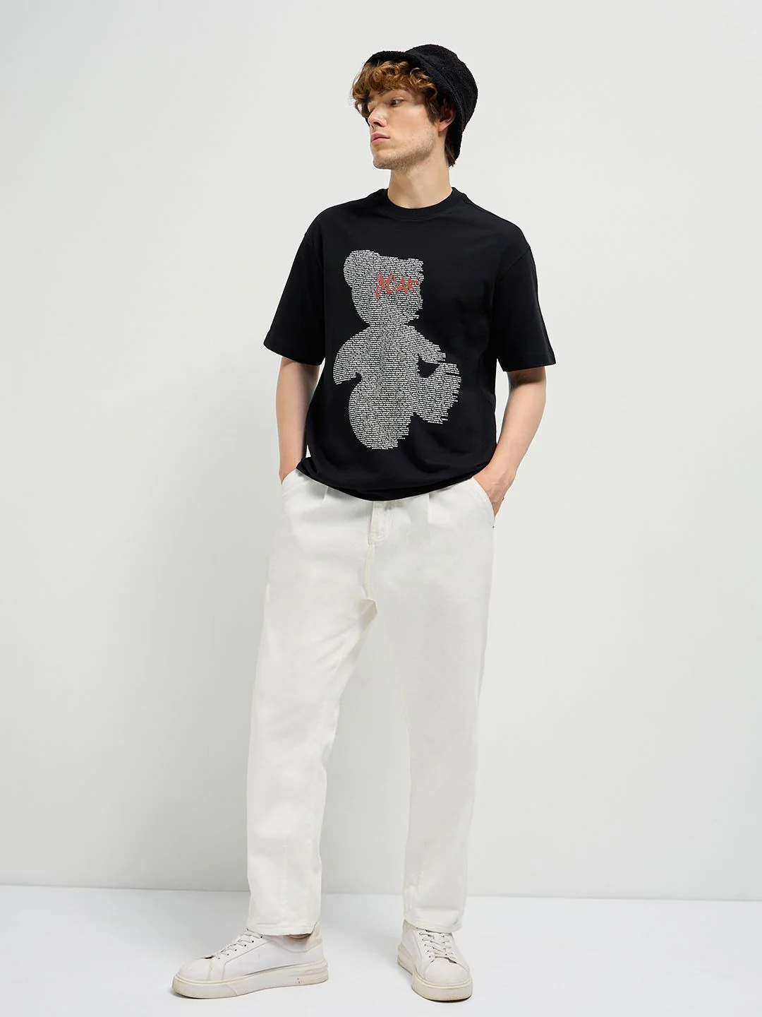 THE BEAR HOUSE Men Typography Printed Round Neck Cotton Oversized T-shirt - Image 6