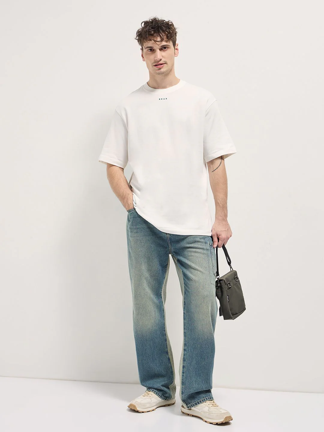 THE BEAR HOUSE Men Typography Printed Round Neck Cotton Oversized T-shirt - Image 6
