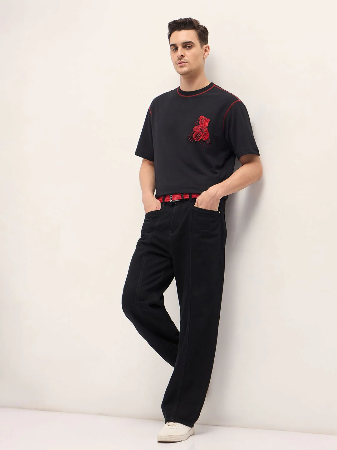 THE BEAR HOUSE Men Typography Printed Round Neck Cotton Oversized T-shirt - Image 6
