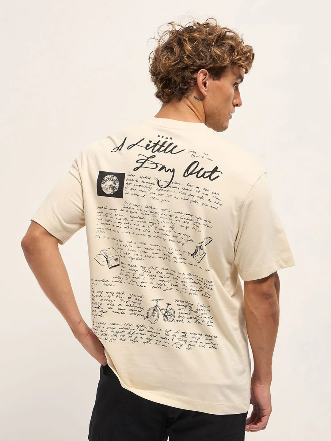 THE BEAR HOUSE Men Typography Printed Round Neck Oversized T-shirt - Image 6