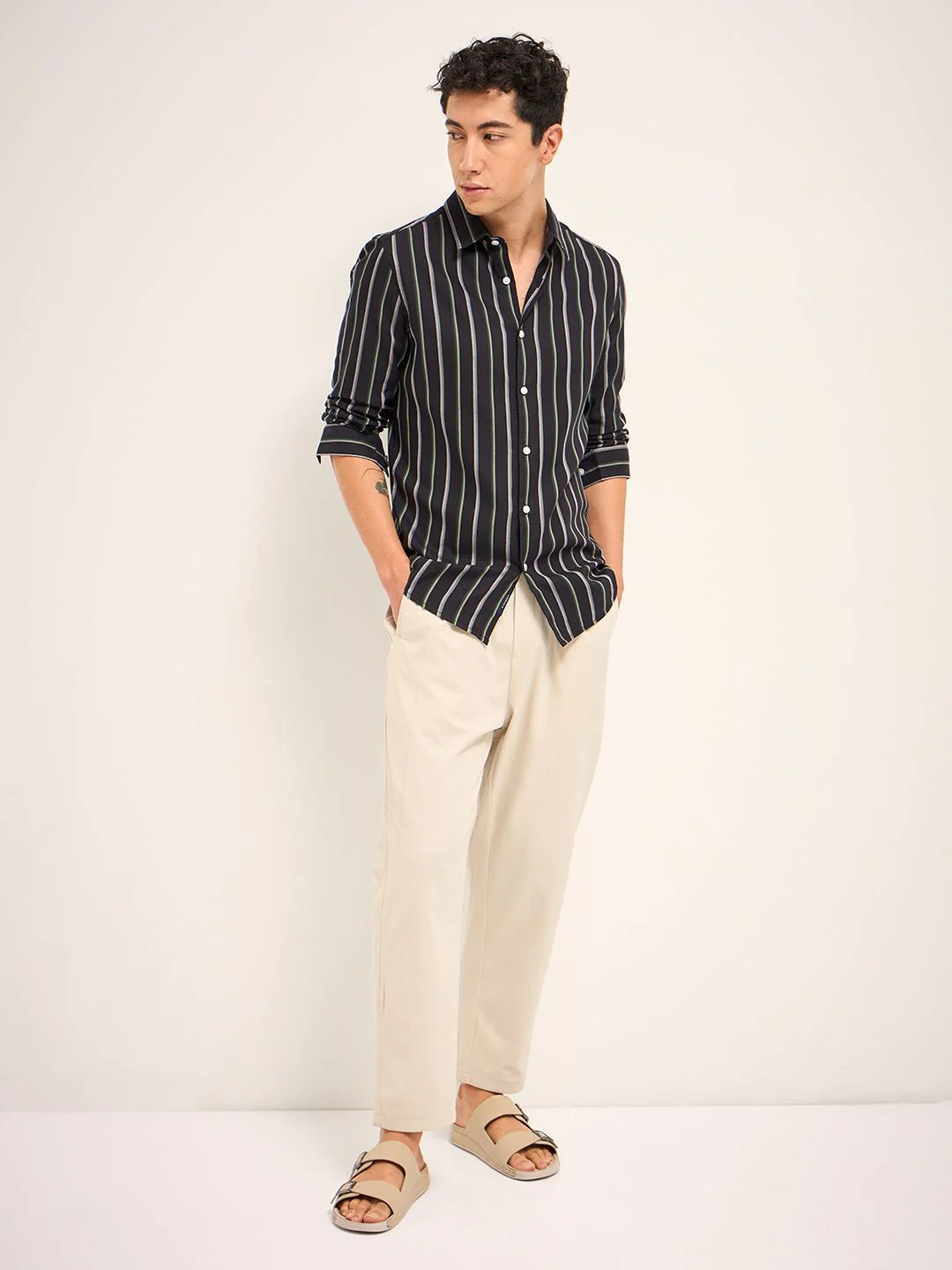 THE BEAR HOUSE Men Vertical Striped Cotton Slim Fit Casual Shirt - Image 4