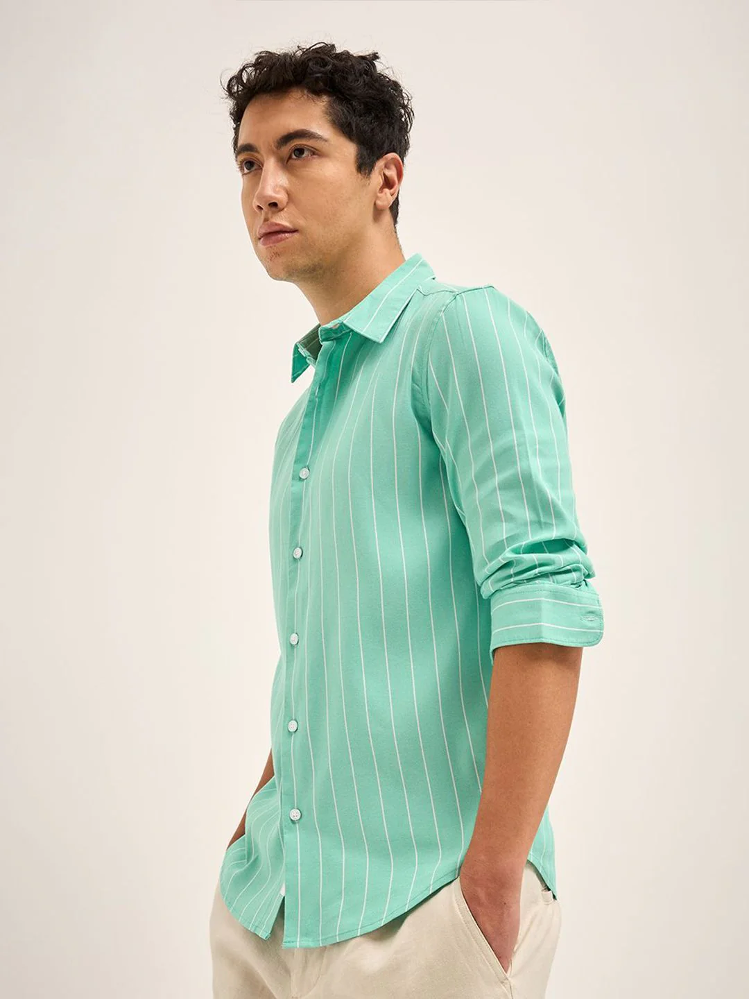 THE BEAR HOUSE Men Vertical Striped Cotton Slim Fit Casual Shirt - Image 3