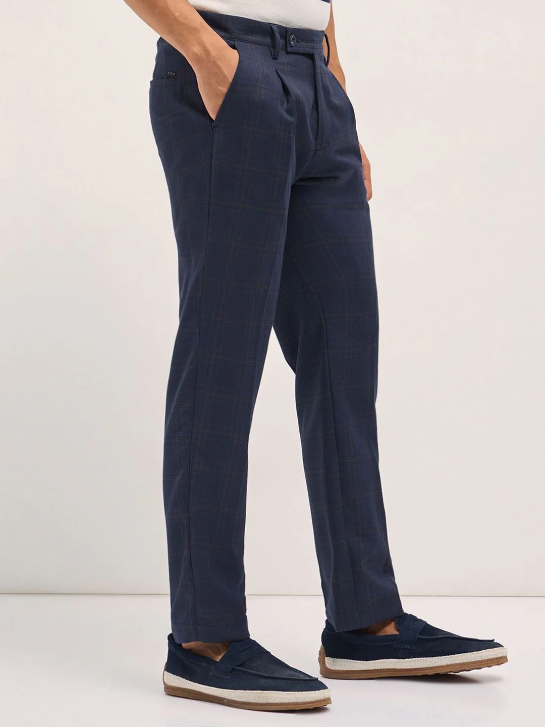 THE BEAR HOUSE Men's Checked Regular Fit Formal Trouser - Image 2