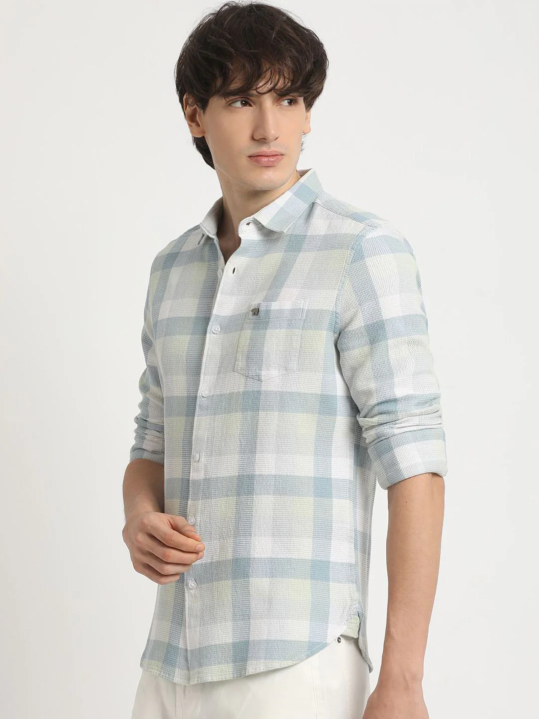 THE BEAR HOUSE Men's Checked Slim Fit Casual Shit - Image 5