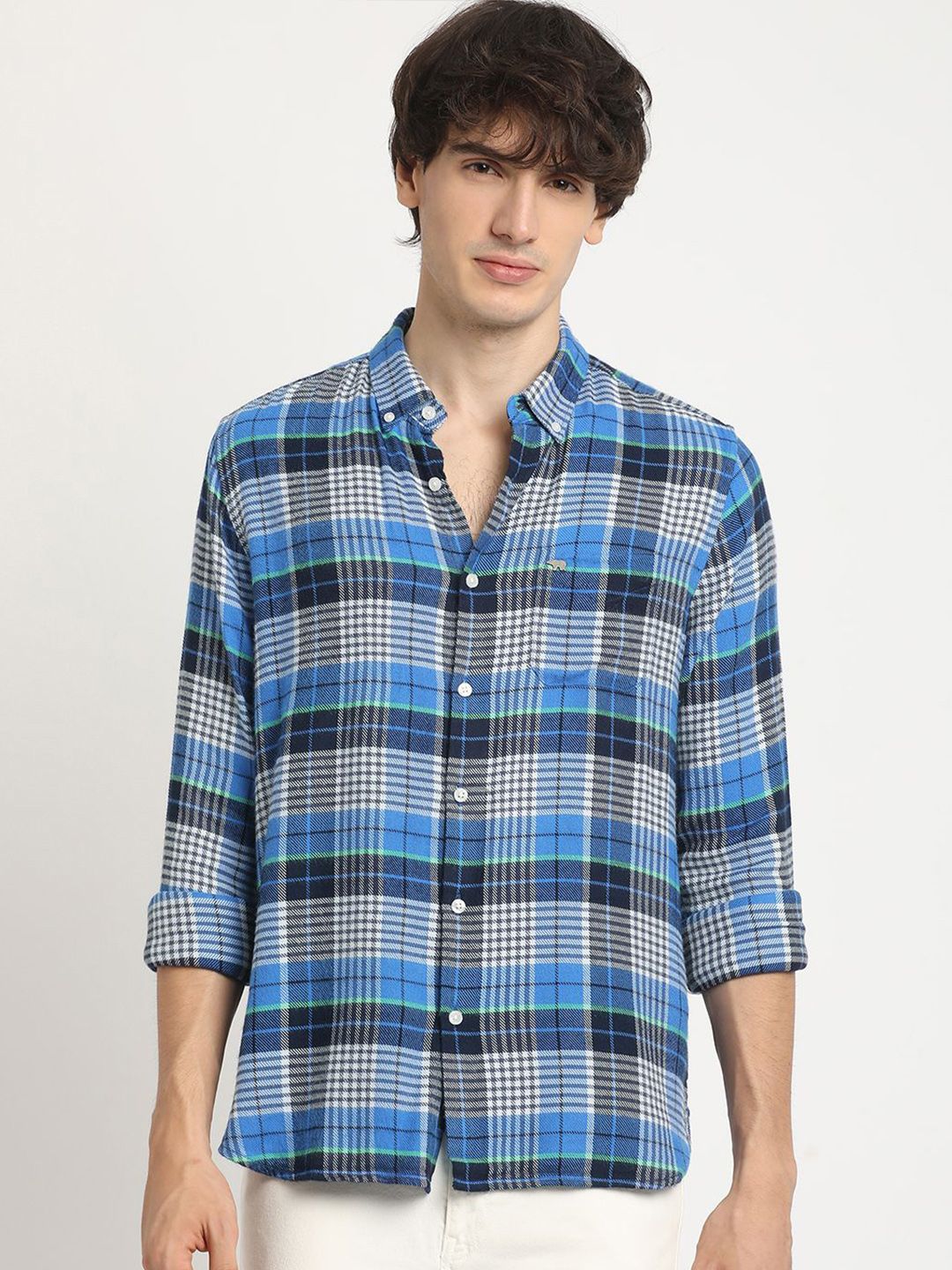 THE BEAR HOUSE Men's Pure Cotton Checked Slim Fit Casual Shit - Image 2