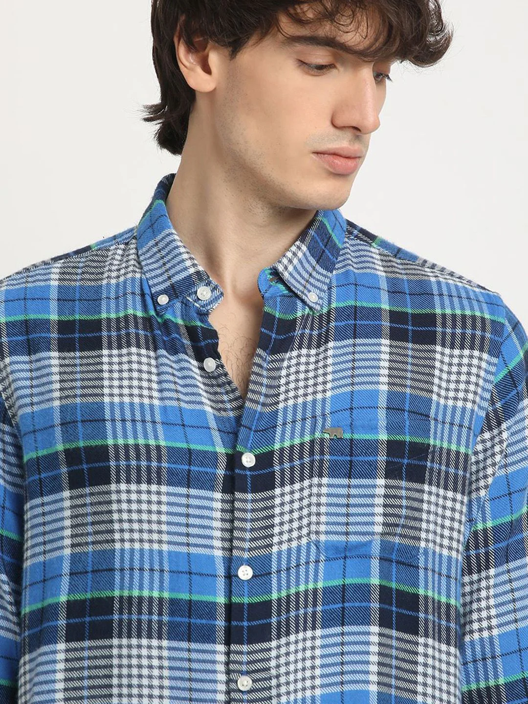 THE BEAR HOUSE Men's Pure Cotton Checked Slim Fit Casual Shit - Image 3