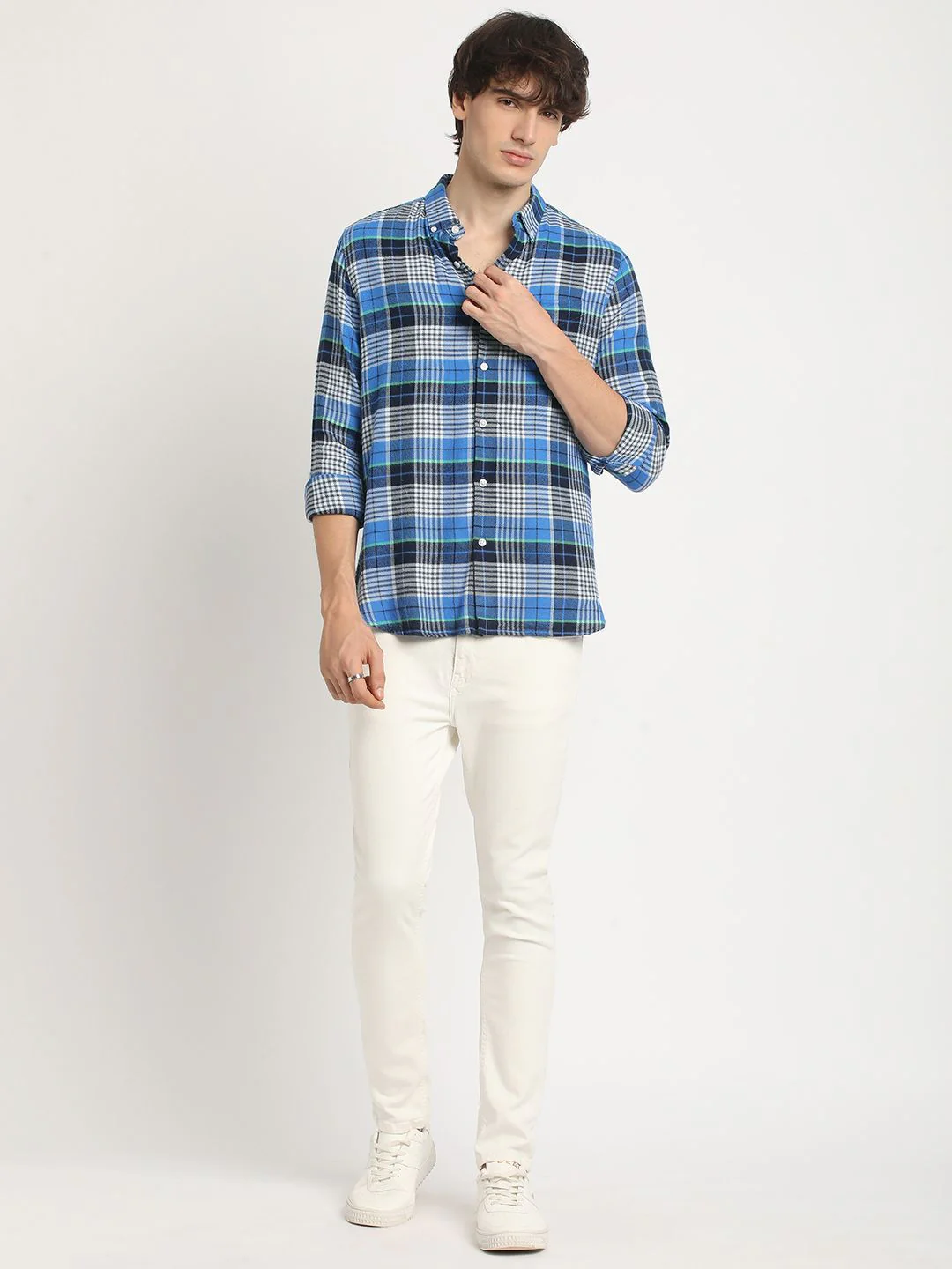 THE BEAR HOUSE Men's Pure Cotton Checked Slim Fit Casual Shit - Image 6