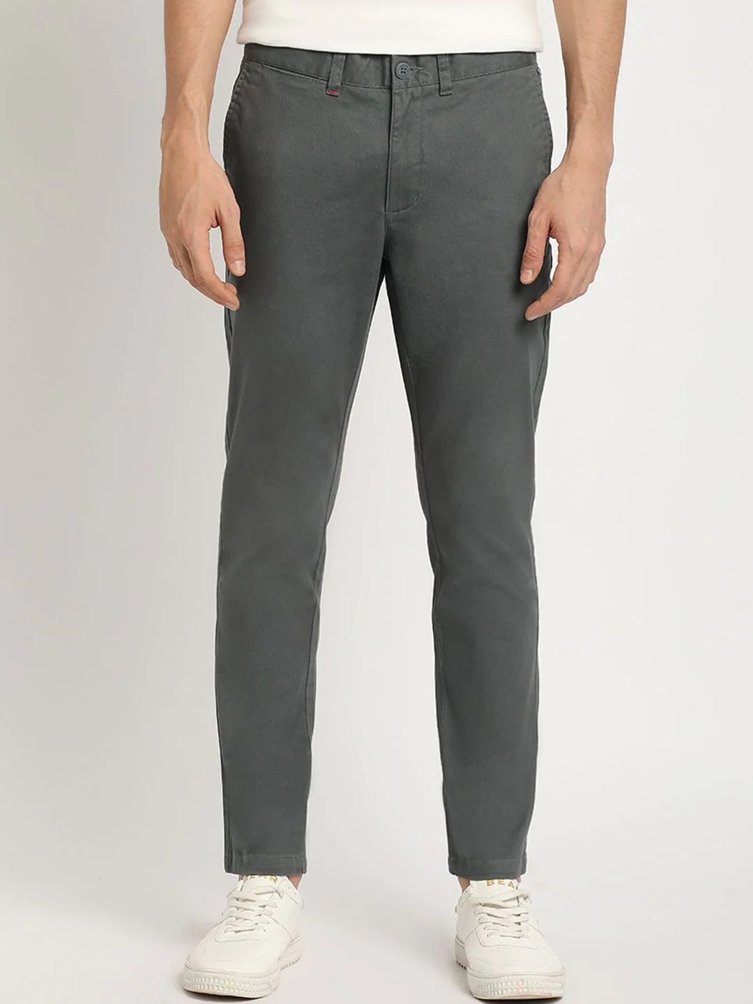 THE BEAR HOUSE Men's Slim Fit Mid Rise Casual Trouser