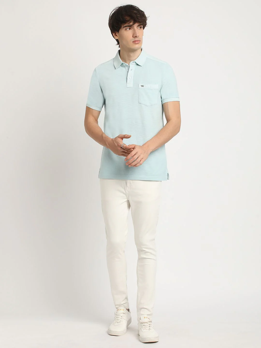 THE BEAR HOUSE Men's Solid Regular Fit Polo T-shirt - Image 6