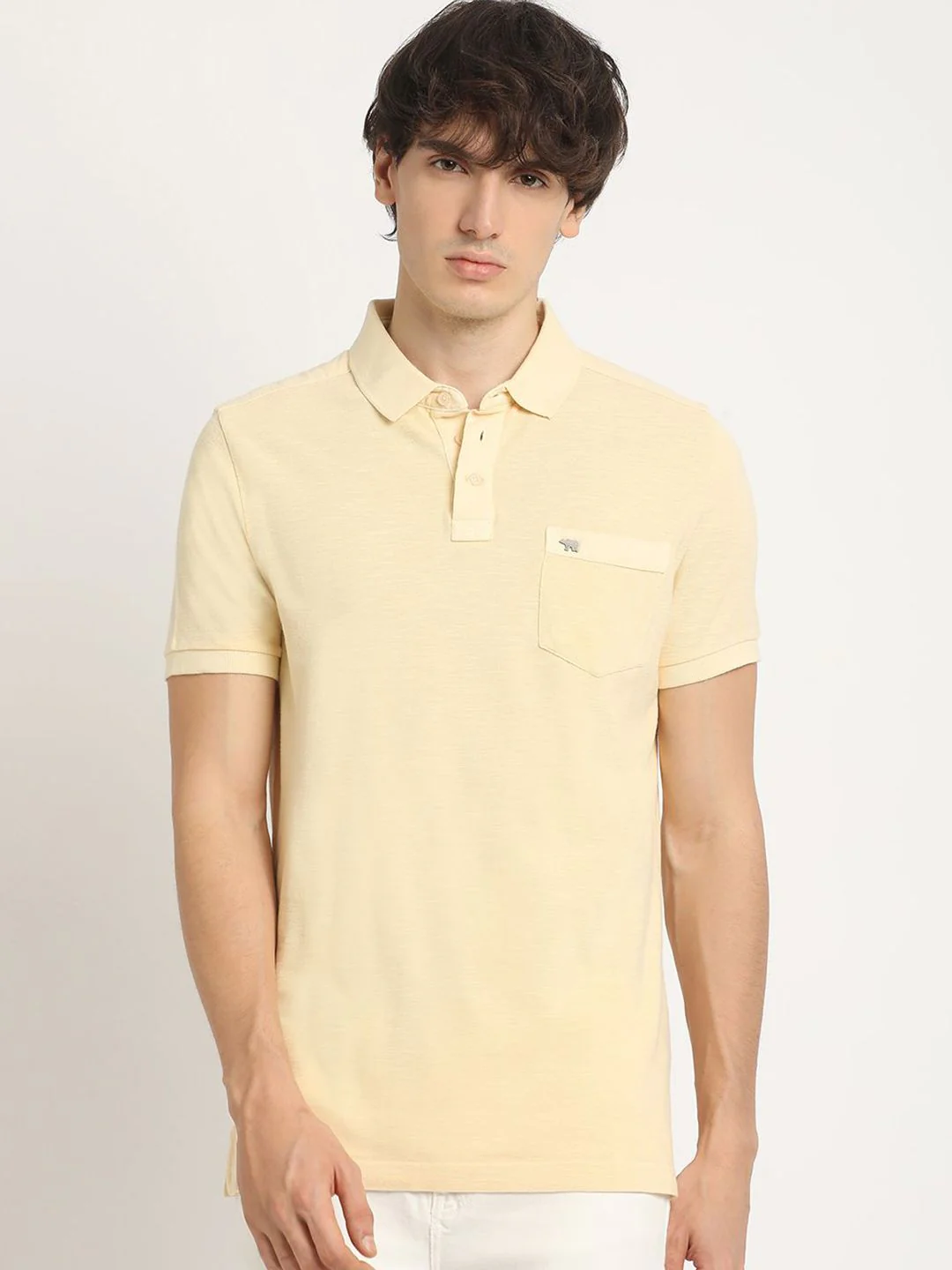 THE BEAR HOUSE Men's Solid Regular Fit Polo T-shirt - Image 2